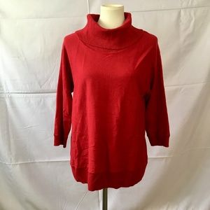 CHICO'S ANGORA Blend Cowl Neck Sweater Red Large